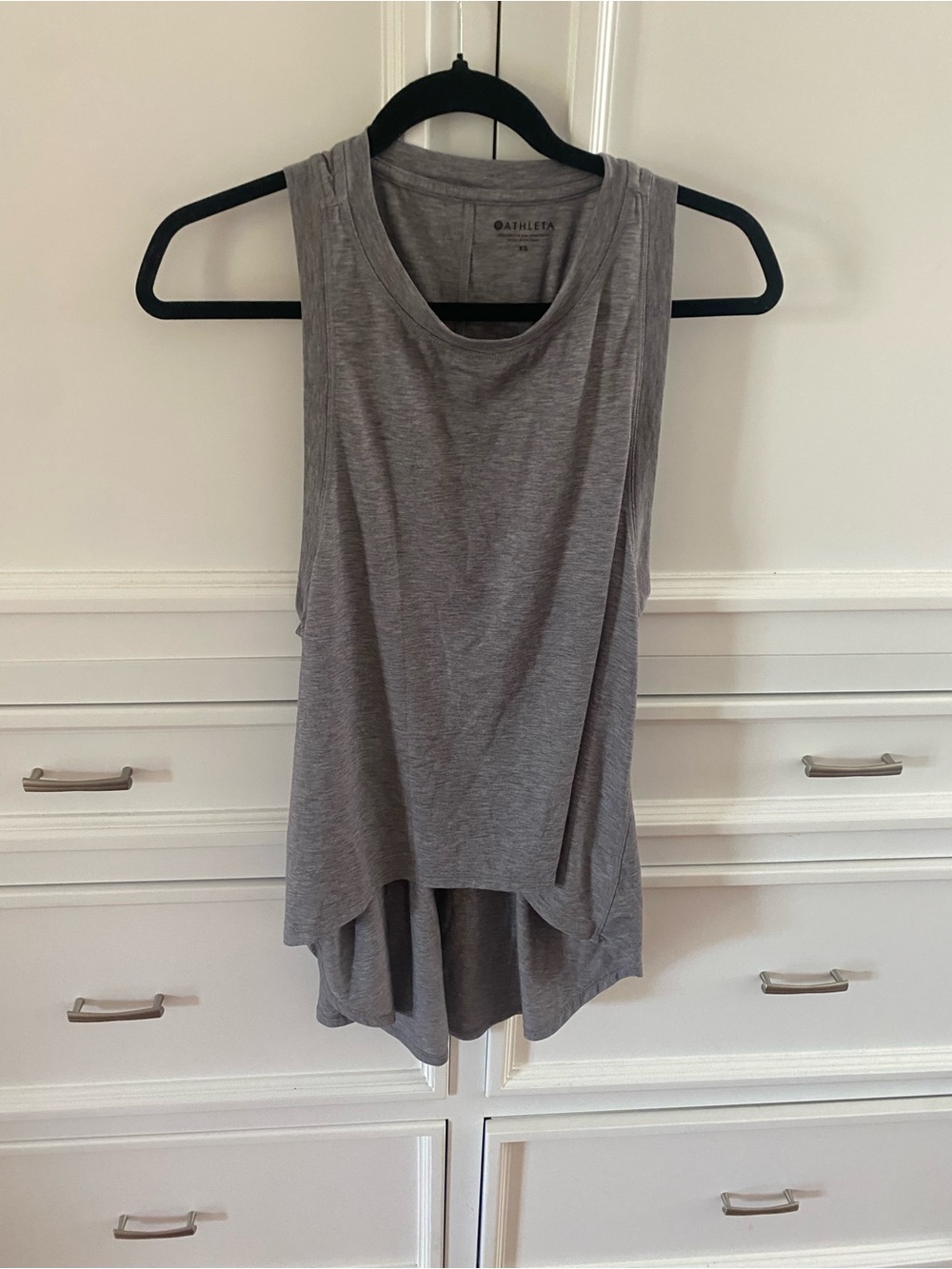Athleta Light Gray Draped Muscle Tank